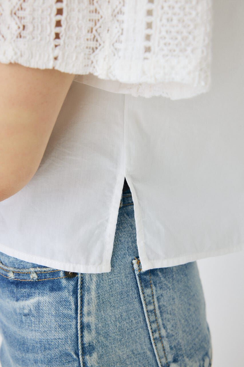 MOUSSY「LACE OPEN COLLAR シャツ」|シャツ・ブラウス|