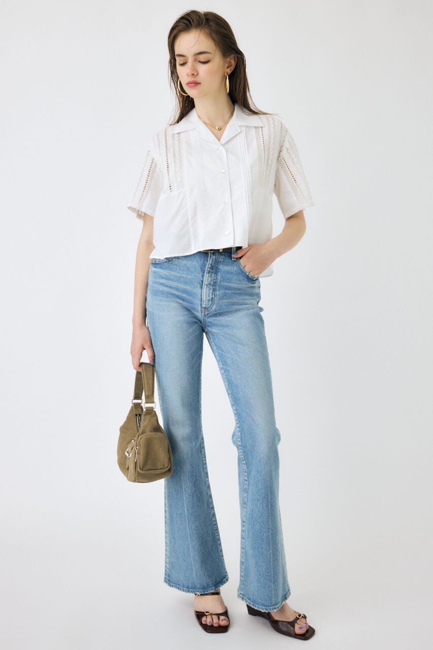 MOUSSY「LACE OPEN COLLAR シャツ」|シャツ・ブラウス|