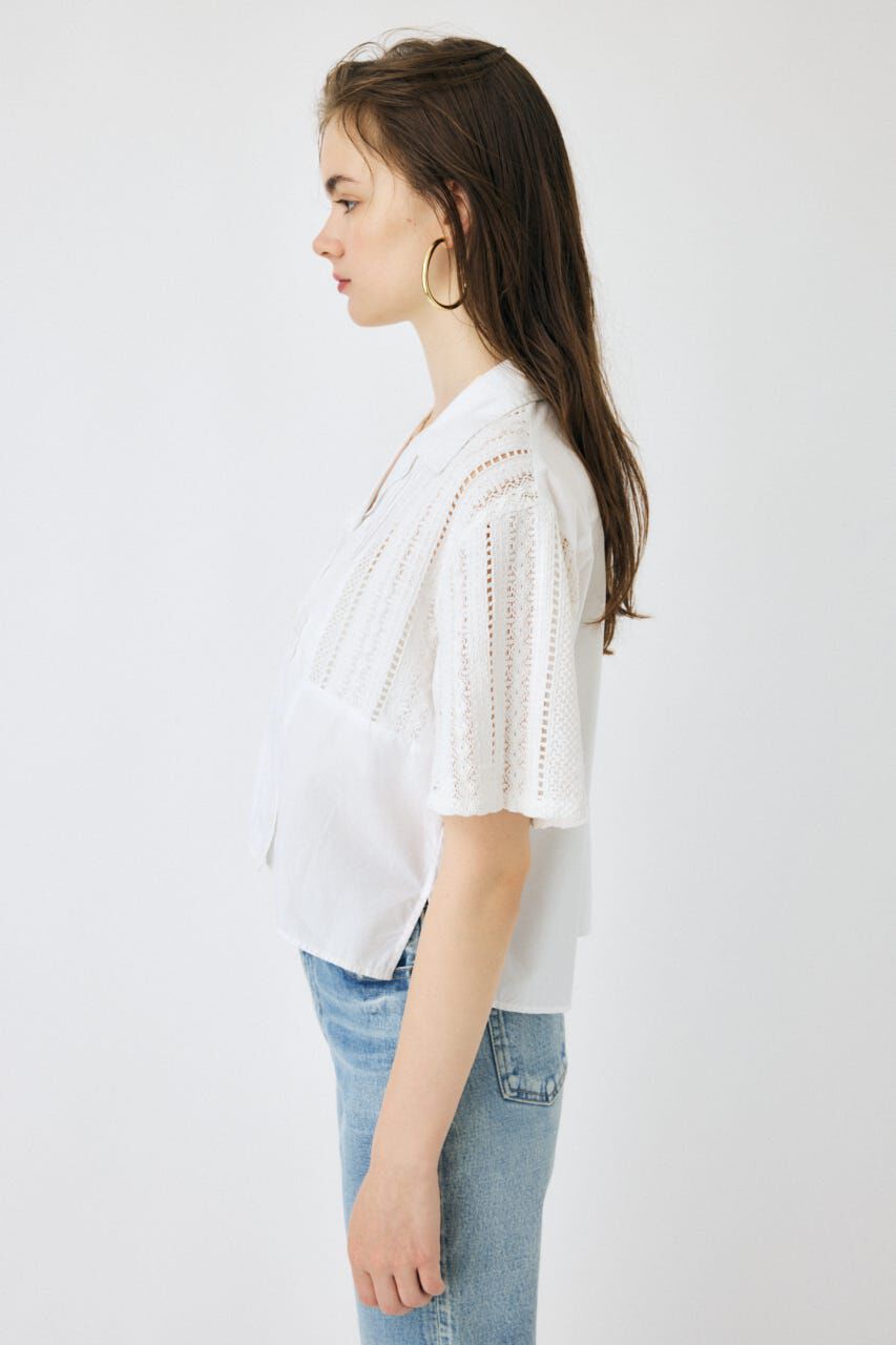 MOUSSY「LACE OPEN COLLAR シャツ」|シャツ・ブラウス|