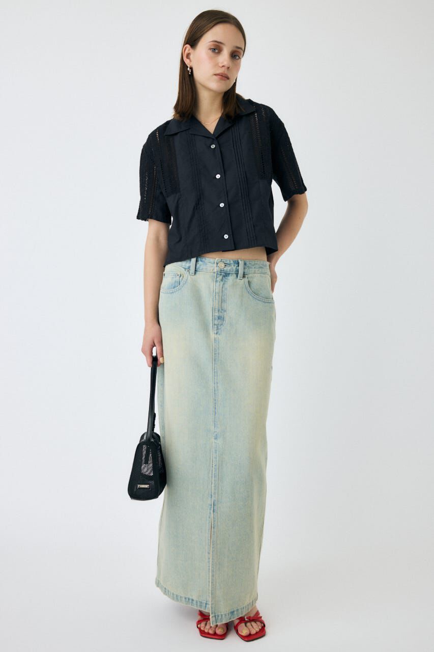 MOUSSY「LACE OPEN COLLAR シャツ」|シャツ・ブラウス|