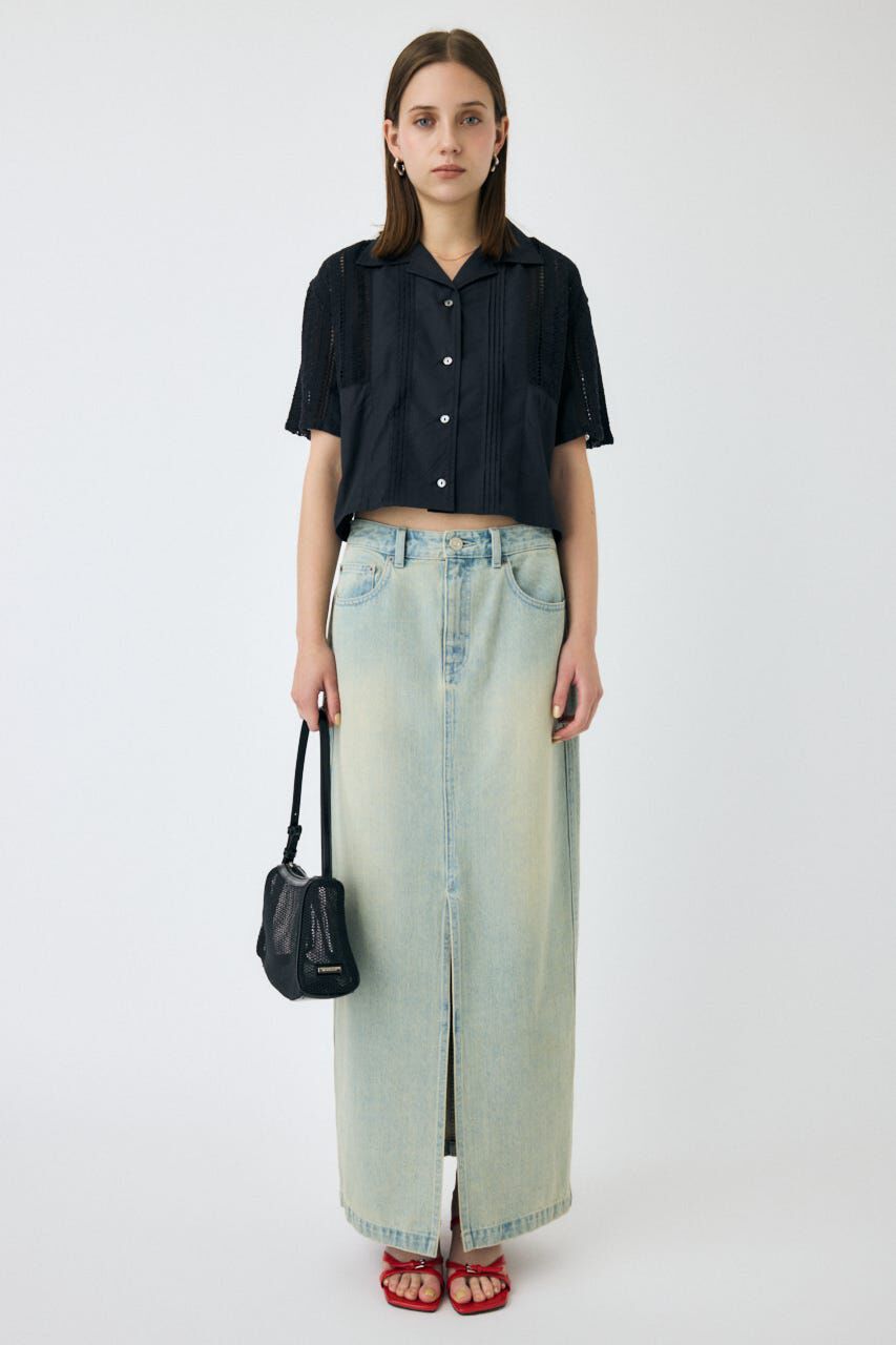 MOUSSY「LACE OPEN COLLAR シャツ」|シャツ・ブラウス|