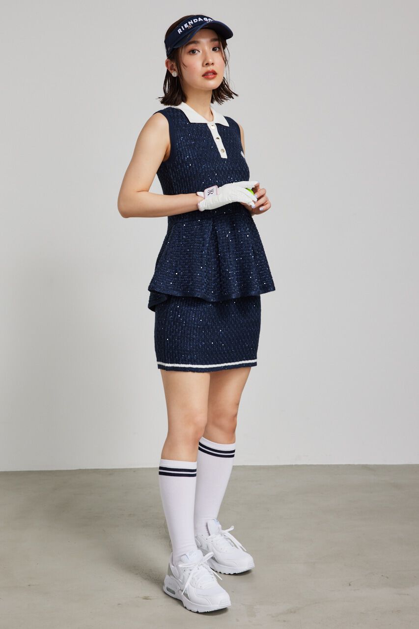 rienda「シャイニーツイードペプラムニットTOP」|ニット・セーター|