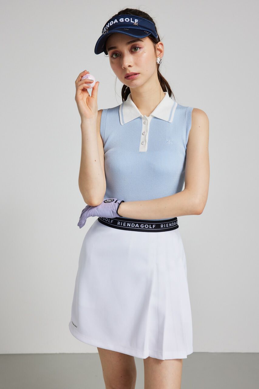rienda「ノースリコンパクトニットTOP」|ニット・セーター|BLU