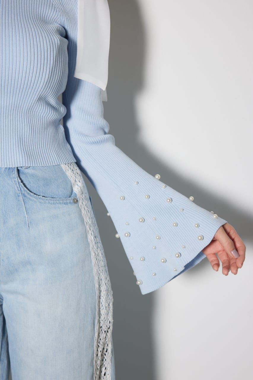 rienda「リボンオフショルダーニットトップス」|ニット・セーター|