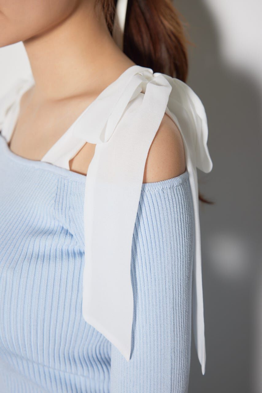 rienda「リボンオフショルダーニットトップス」|ニット・セーター|