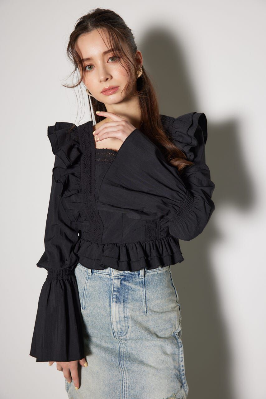 rienda「レースラインペプラムブラウス」|シャツ・ブラウス|