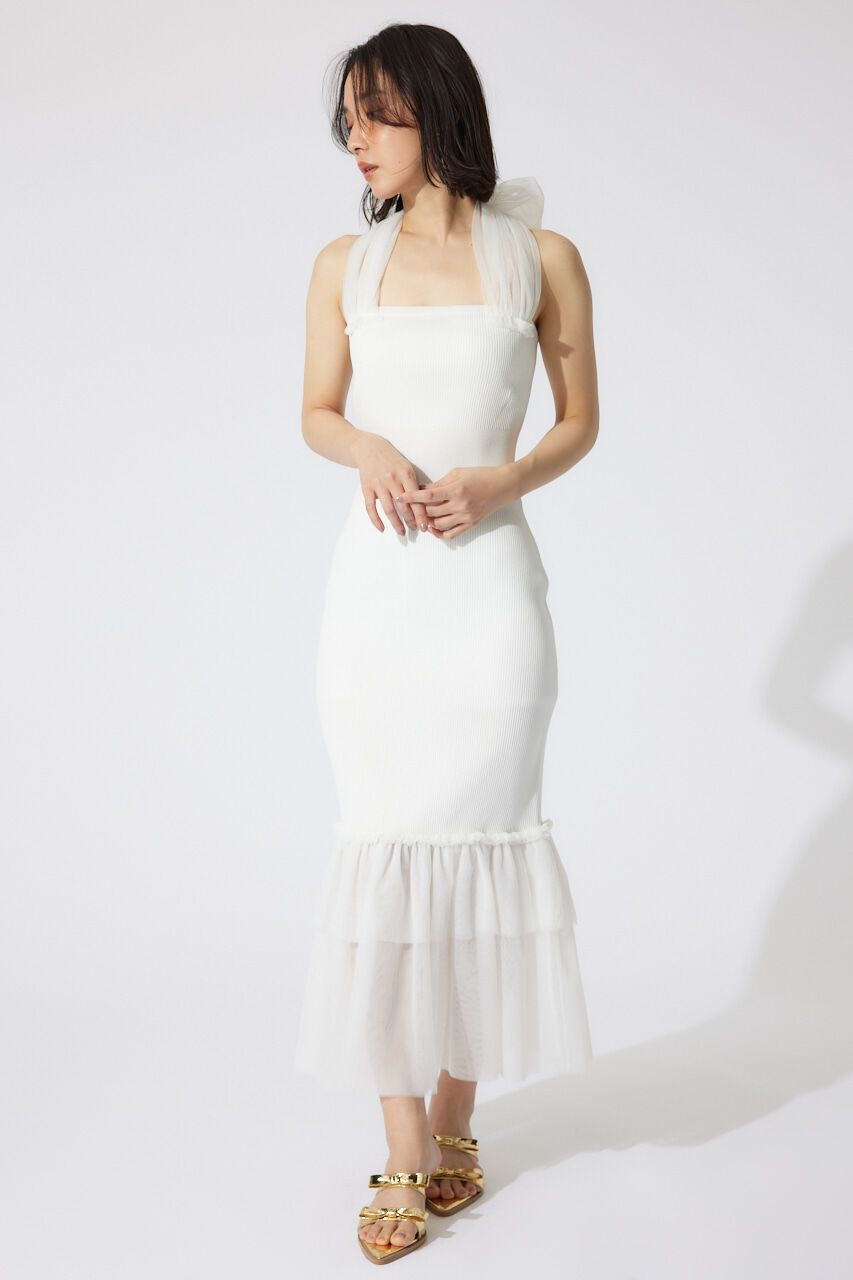 rienda「チュールレイヤードホルターニットワンピース」|ワンピース|