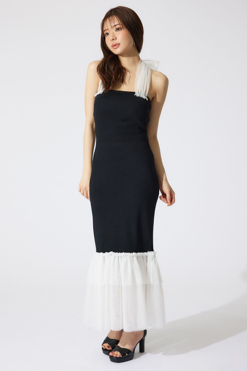 rienda「チュールレイヤードホルターニットワンピース」|ワンピース|