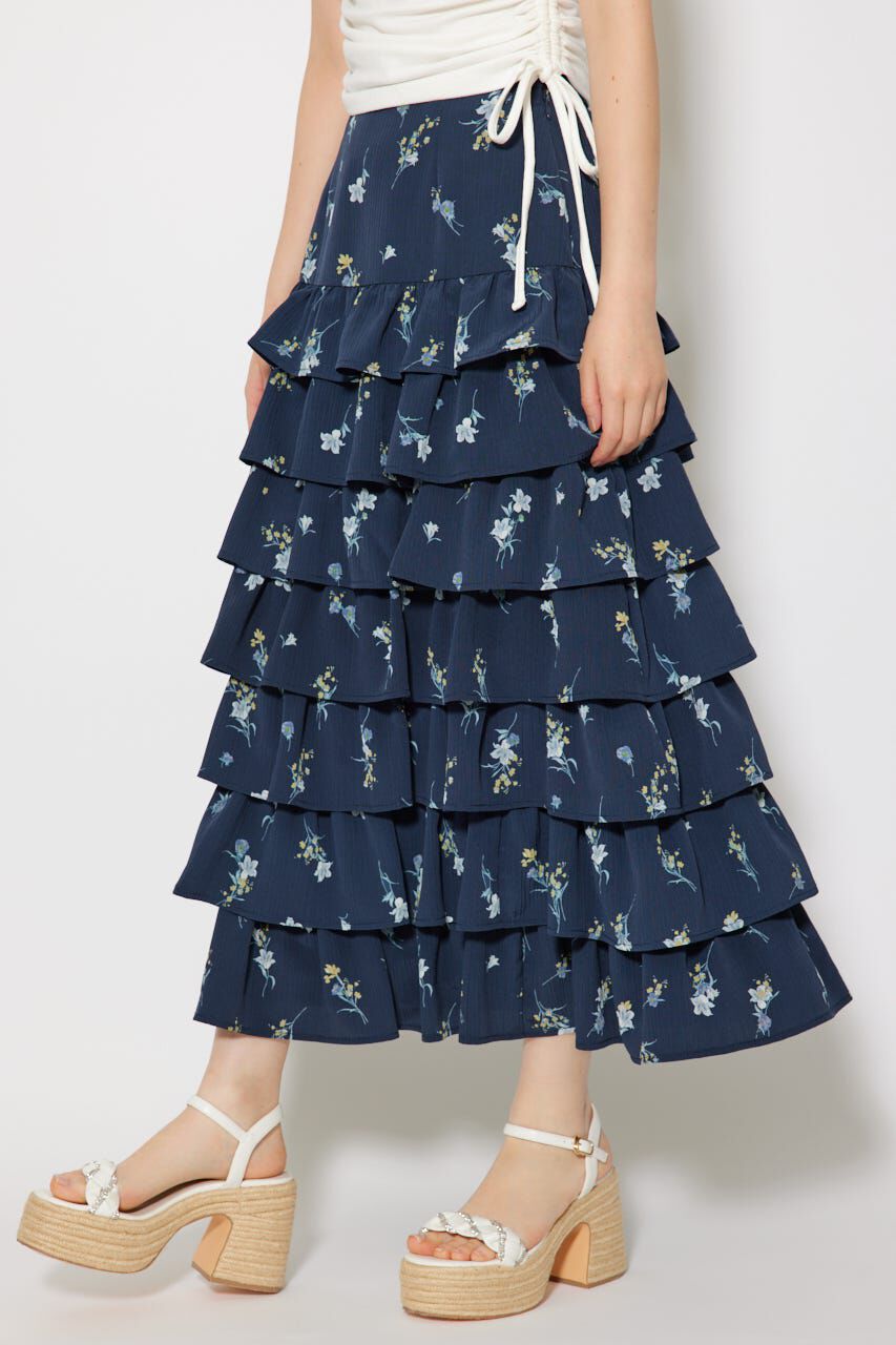 rienda「ジャストウエストティアードマキシスカート」|スカート|