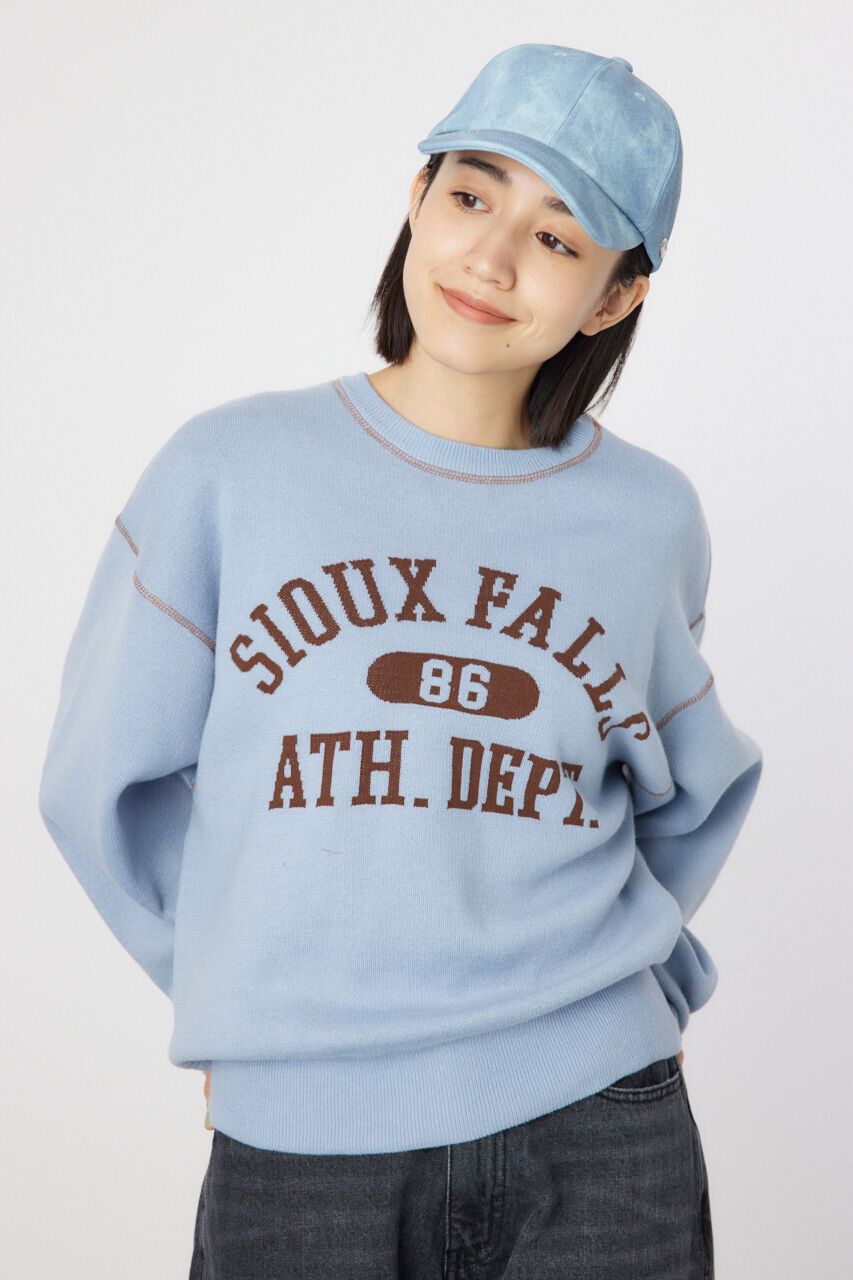 RODEO CROWNS「配色ステッチカレッジニットトップス」|ニット・セーター|SAX