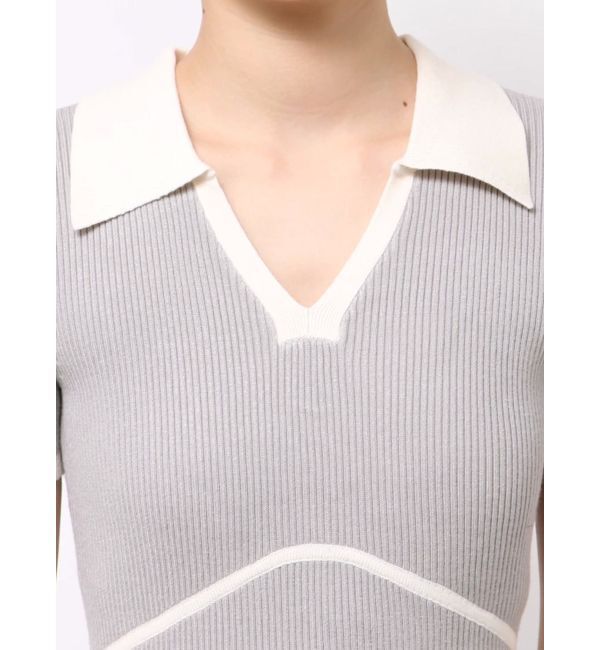 RESEXXY「バイカラーニットポロワンピース」|ワンピース|