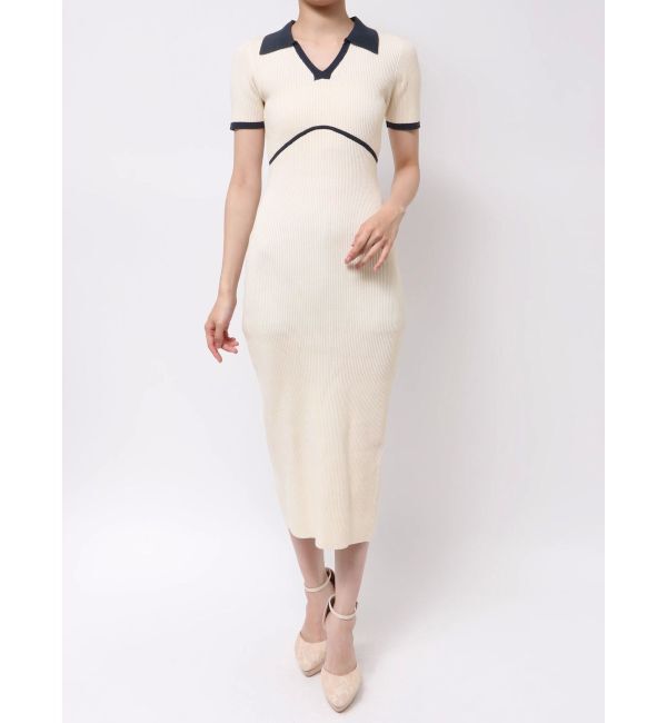 RESEXXY「バイカラーニットポロワンピース」|ワンピース|