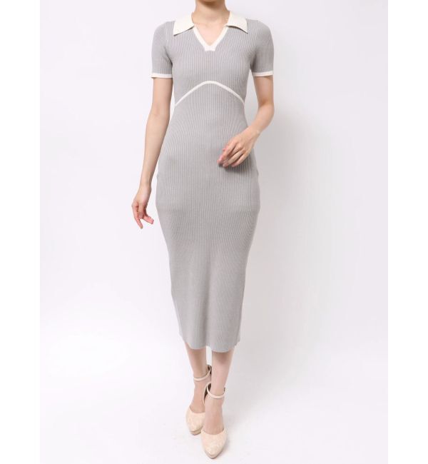 RESEXXY「バイカラーニットポロワンピース」|ワンピース|