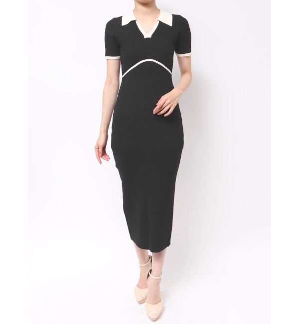 RESEXXY「バイカラーニットポロワンピース」|ワンピース|