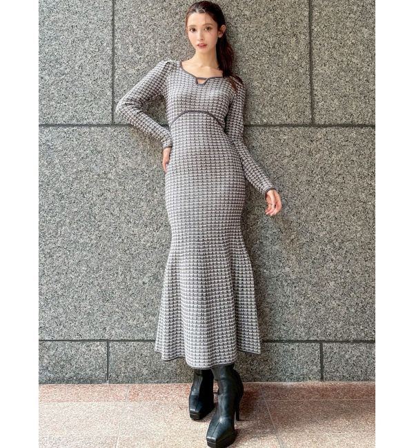 RESEXXY「【WEB限定】バイカラーツイードニットワンピース」|ワンピース|