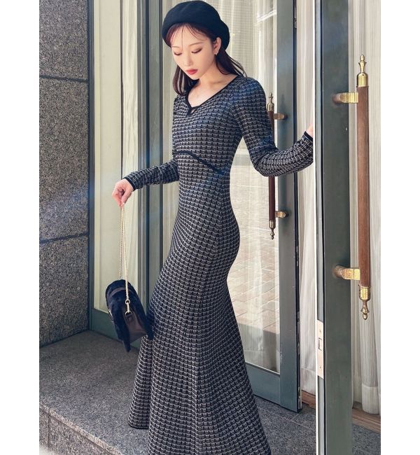 RESEXXY「【WEB限定】バイカラーツイードニットワンピース」|ワンピース|