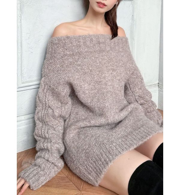 RESEXXY「ケーブルスリーブニットワンピース」|ワンピース|ベージュ