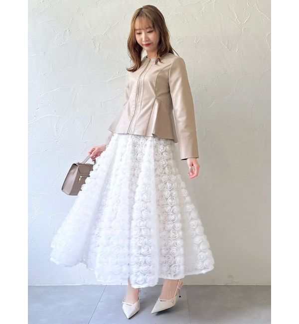 dazzlin「ウエストシェイプフェイクレザージャケット」|ライダースジャケット|