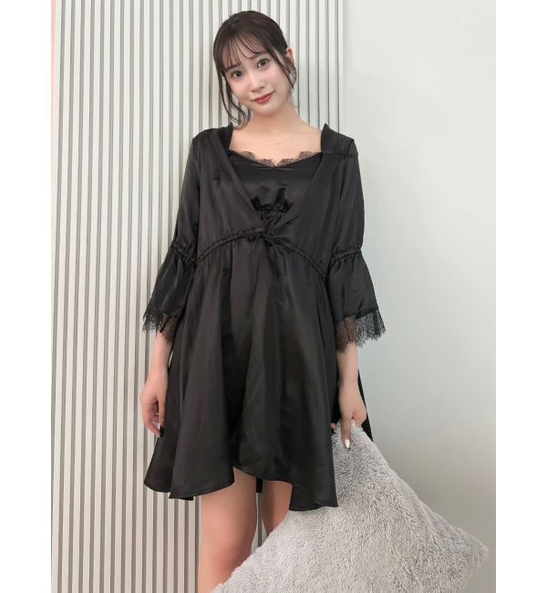 dazzlin「【吉田朱里】シルクフードヘアカバーガウン」|ルームウェア|