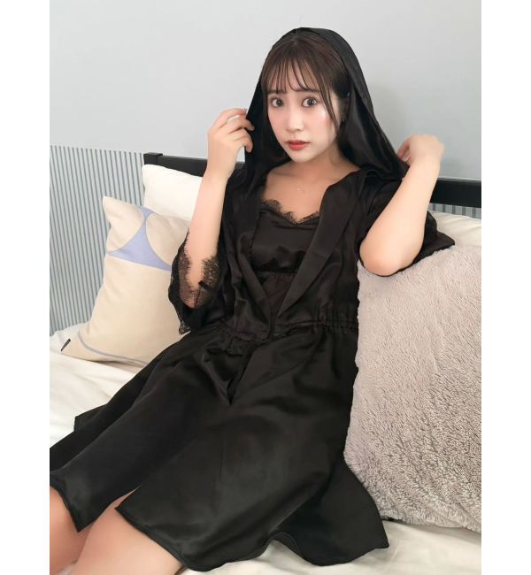 dazzlin「【吉田朱里】シルクフードヘアカバーガウン」|ルームウェア|