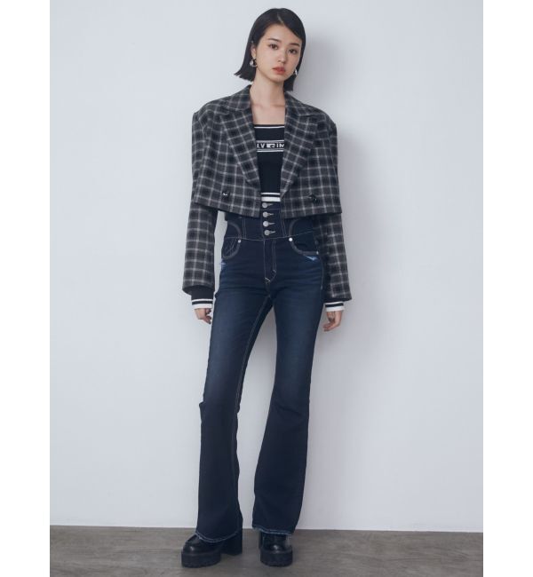 EMODA「スーパーハイウエストフレアパギンス」|デニム|