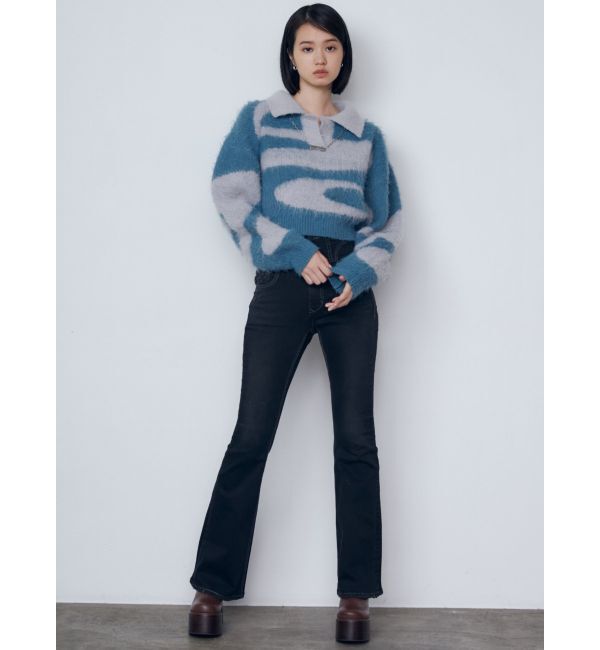 EMODA「スーパーハイウエストフレアパギンス」|デニム|