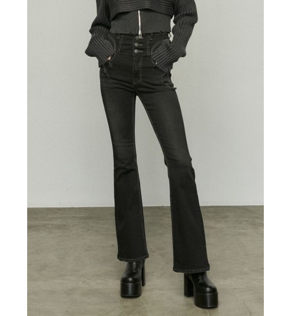 EMODA「スーパーハイウエストフレアパギンス」|デニム|