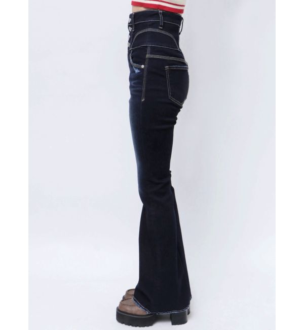 EMODA「スーパーハイウエストフレアパギンス」|デニム|