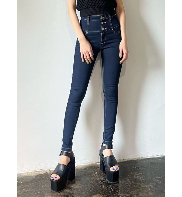 EMODA「【ELDER】NUDEハイウエストデニム」|デニム|インディゴ