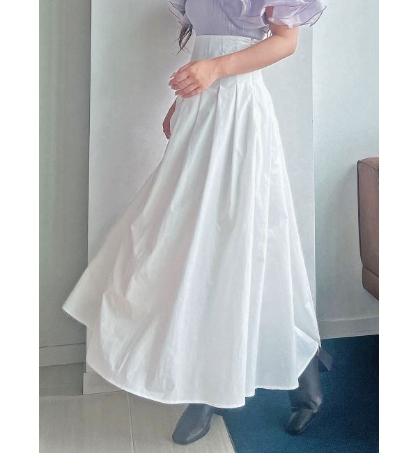 MERCURYDUO「タフタタックフレアスカート」|スカート|オフホワイト