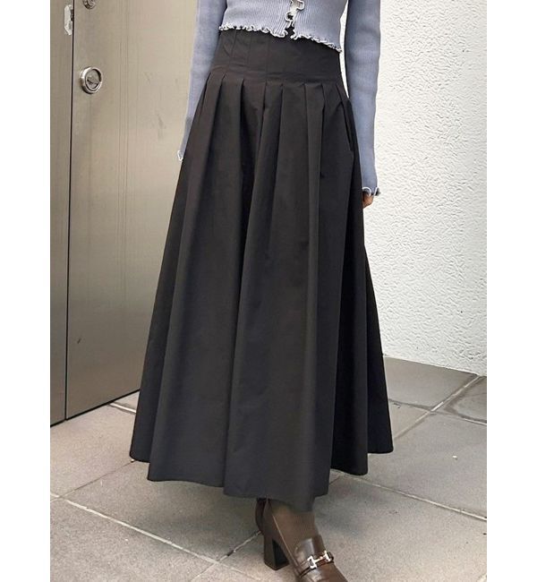 MERCURYDUO「タフタタックフレアスカート」|スカート|ブラック