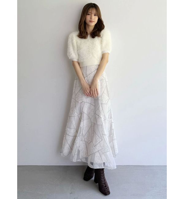 MERCURYDUO「ジオメトリックオパールフレアスカート」|スカート|