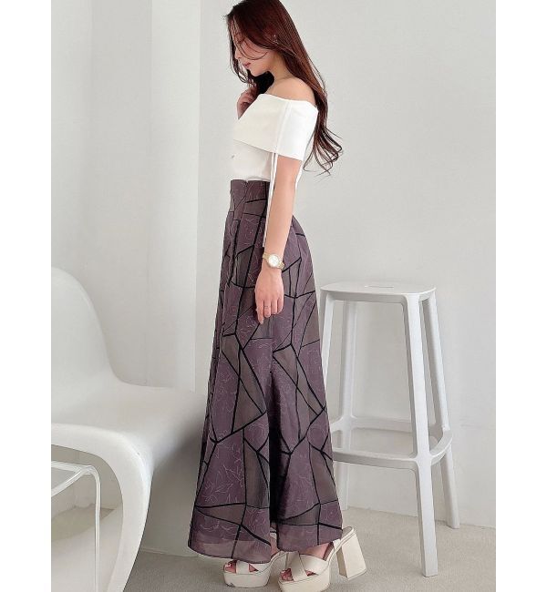 MERCURYDUO「ジオメトリックオパールフレアスカート」|スカート|