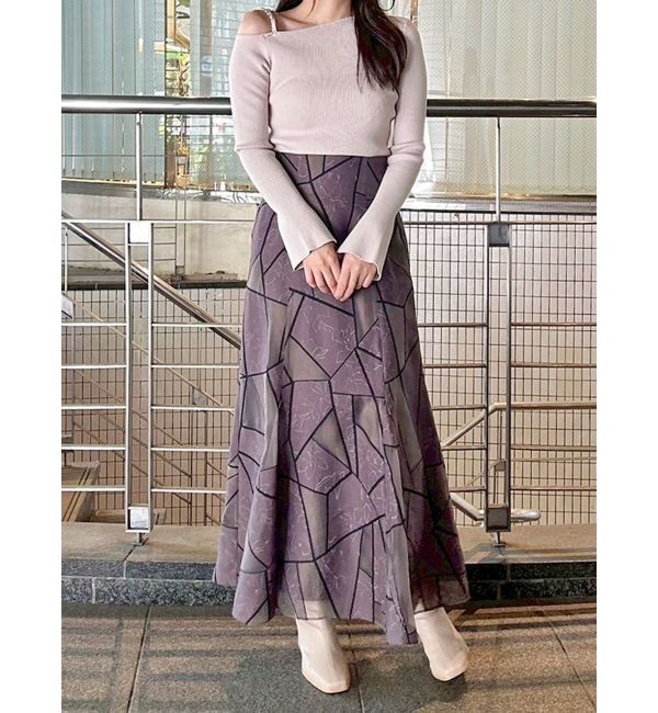 MERCURYDUO「ジオメトリックオパールフレアスカート」|スカート|