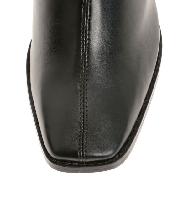 MERCURYDUO「フェイクレザースクエアトゥストレッチショートブーツ」|ショートブーツ|