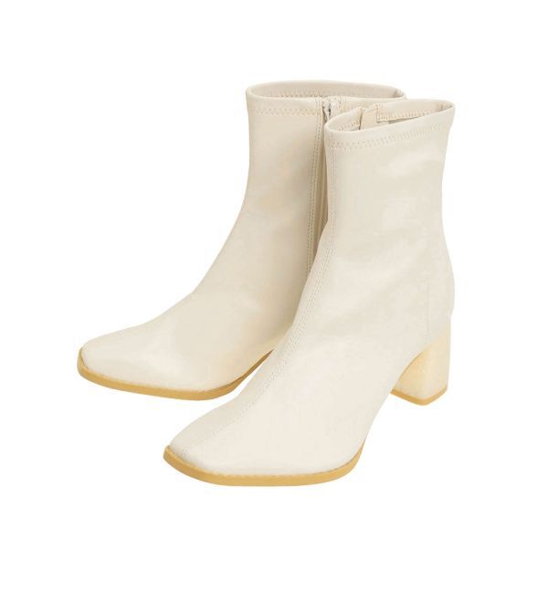 MERCURYDUO「フェイクレザースクエアトゥストレッチショートブーツ」|ショートブーツ|