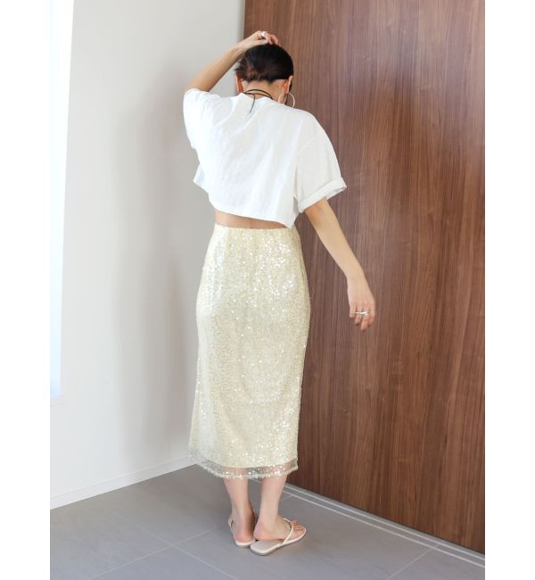 Ungrid「ミドル丈スパンコールスカート」|スカート|