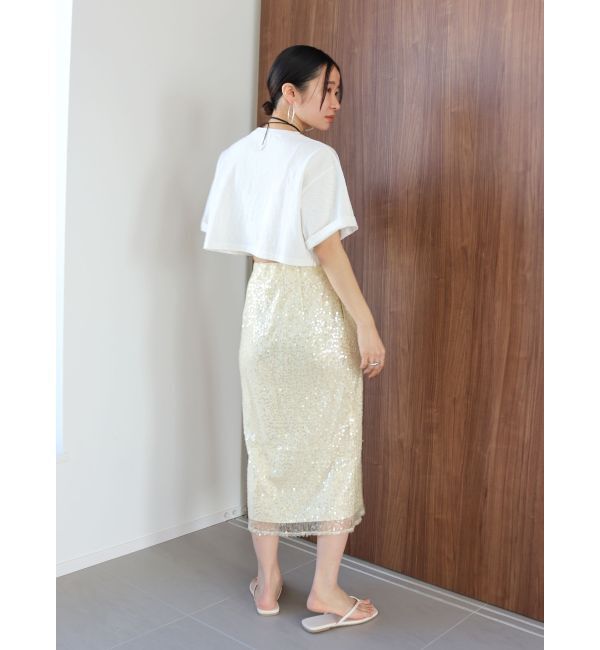 Ungrid「ミドル丈スパンコールスカート」|スカート|