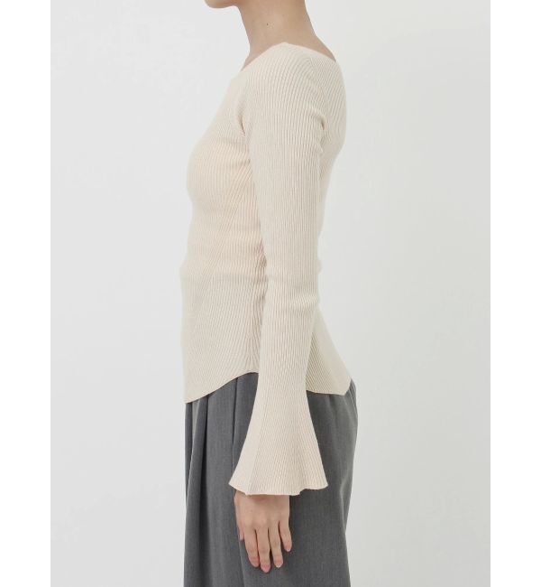 LAGUNAMOON「アシンメトリードレープフレアスリーブニット」|ニット・セーター|