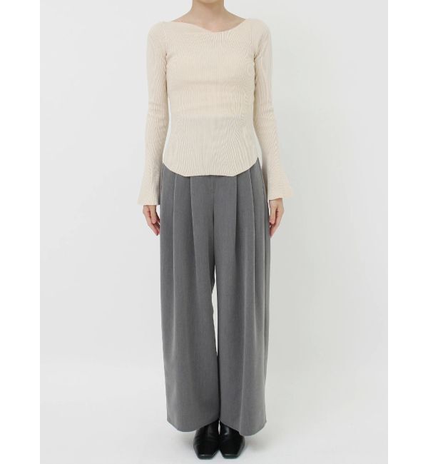 LAGUNAMOON「アシンメトリードレープフレアスリーブニット」|ニット・セーター|