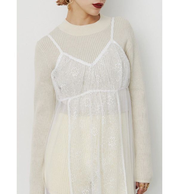 EVRIS「プレーティングリブニットトップス」|ニット・セーター|アイボリー