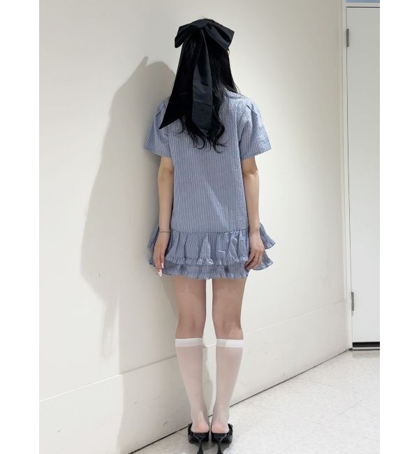 jouetie「リボンタイヘムフリルチュニックシャツ」|シャツ・ブラウス|