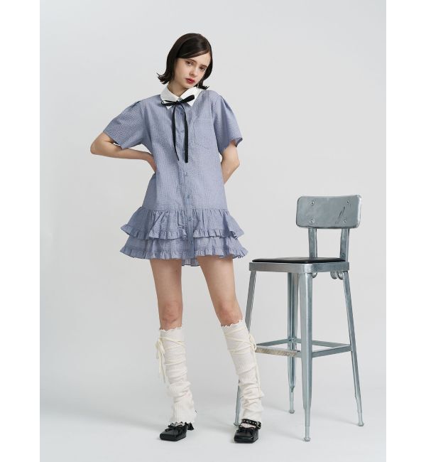 jouetie「リボンタイヘムフリルチュニックシャツ」|シャツ・ブラウス|