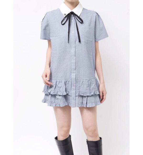 jouetie「リボンタイヘムフリルチュニックシャツ」|シャツ・ブラウス|