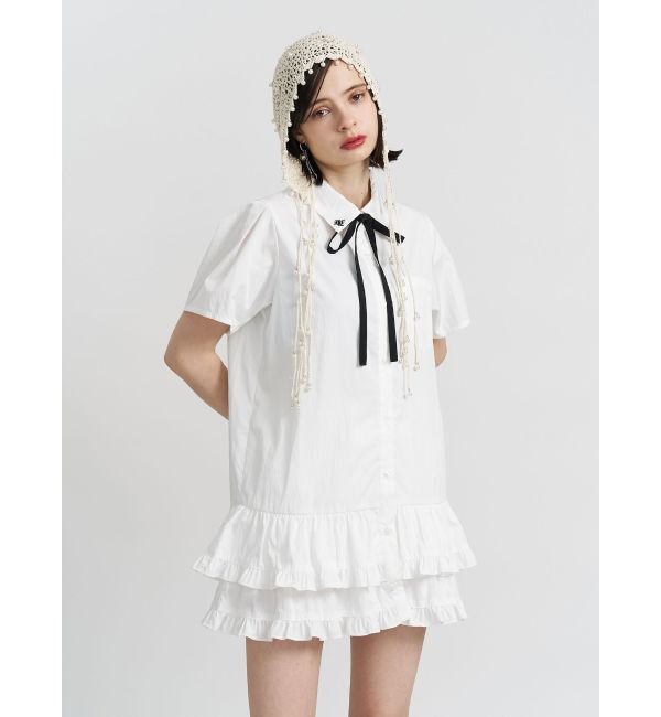 jouetie「リボンタイヘムフリルチュニックシャツ」|シャツ・ブラウス|