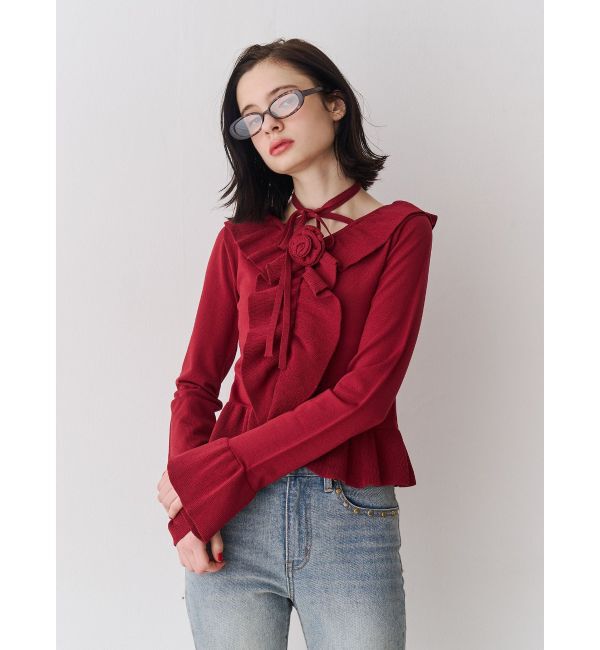 jouetie「ラッフルフリルコサージュニット」|ニット・セーター|