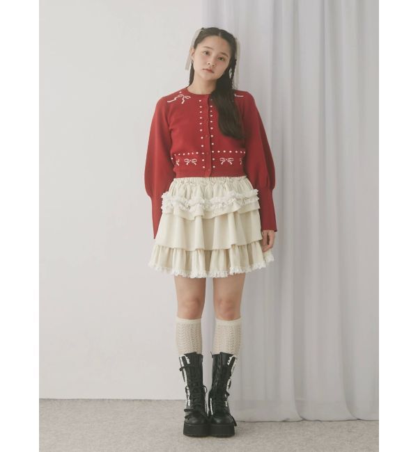 merry jenny「フリルベロアミニスカート」|スカート|
