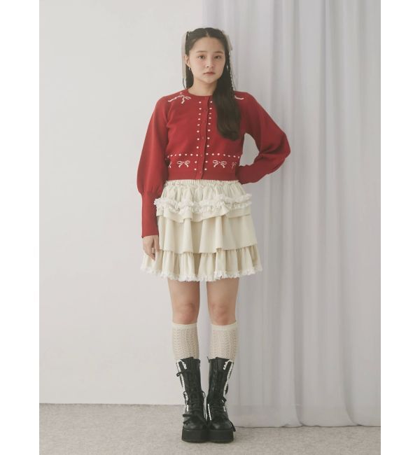 merry jenny「フリルベロアミニスカート」|スカート|