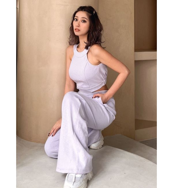 GYDA「バックZIPテレコロンパース」|オールインワン|ラベンダー