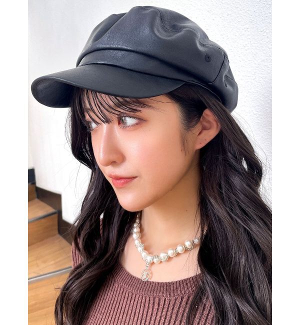 GYDA「フェイクレザーbrimキャスケット」|キャップ・キャスケット|